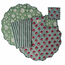  Zareen Bagh Reversible Round Scalloped Placemat, Napkin & Coaster Set (2)