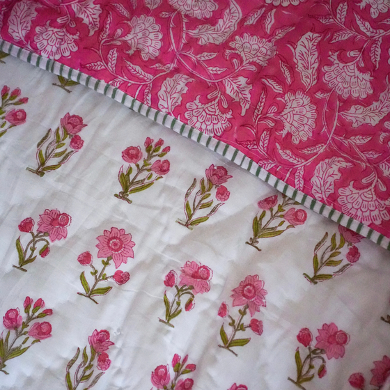 Noorani Reversible Hand Block Print Cotton Quilt