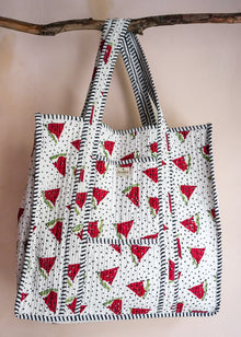  Watermelon Quilted Block Print Market Tote Bag