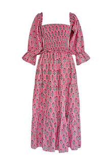  Kinza Pink Block Print Maxi Dress
