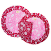 Saavi Red Floral Pleated Edge Reversible Table Mat Set of Two