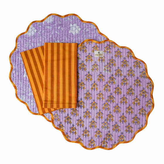 Julia Round Scalloped Placemat, Napkin & Coaster Set (2)