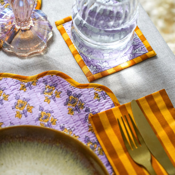 Julia Round Scalloped Placemat, Napkin & Coaster Set (2)