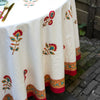 Maharani Red Hand Block Print Round Tablecloth 228cm