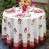 Maharani Red Hand Block Print Round Tablecloth 228cm