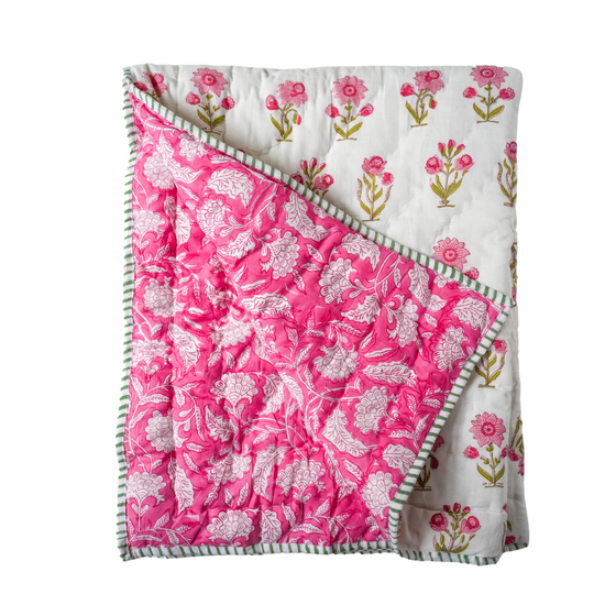 Noorani Reversible Hand Block Print Cotton Quilt